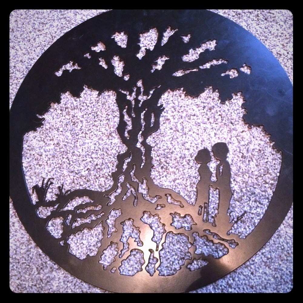A metal wall hanging